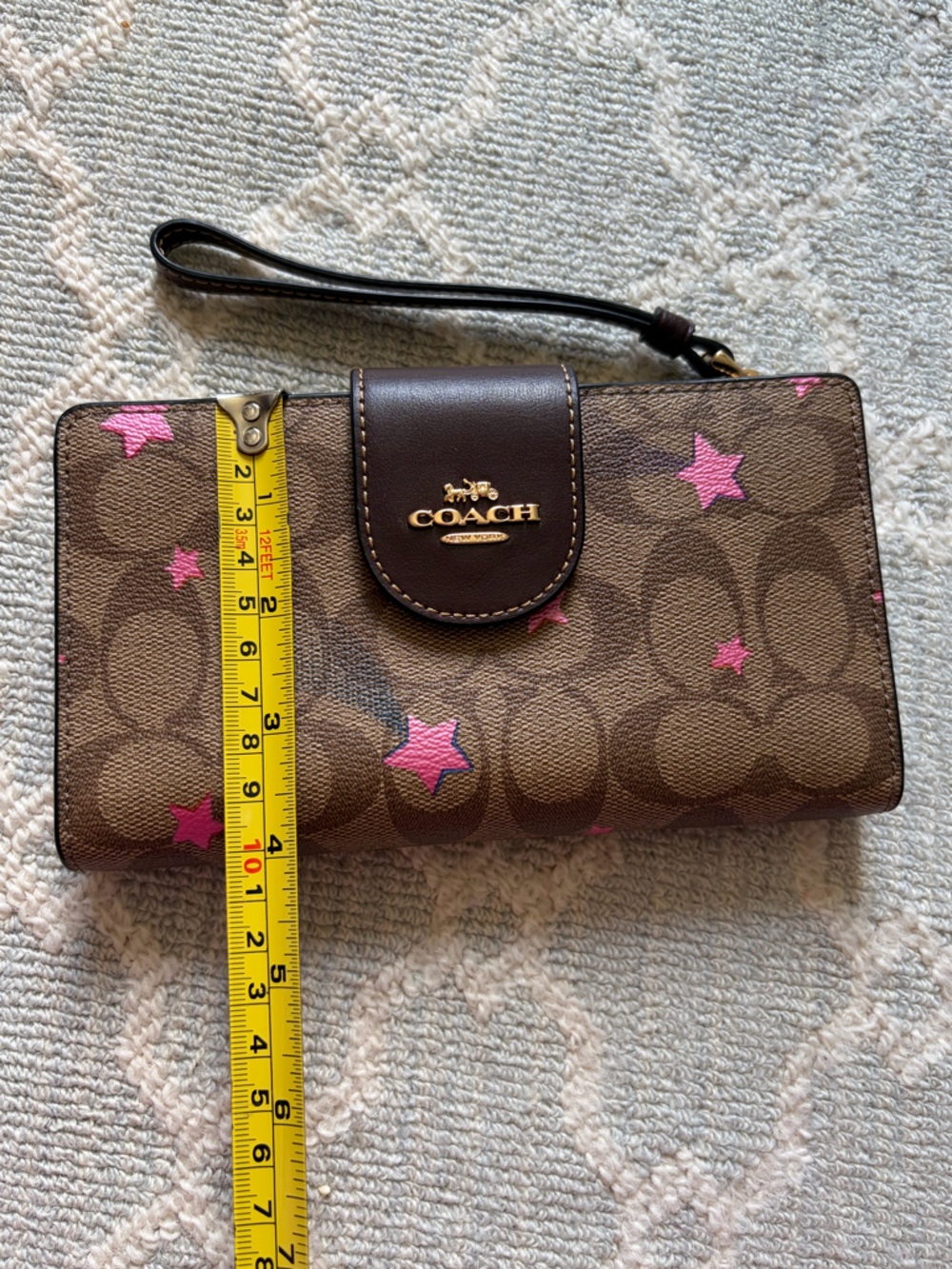 Coach Disco Star Print Brown Wristlet - Picture 3 of 9